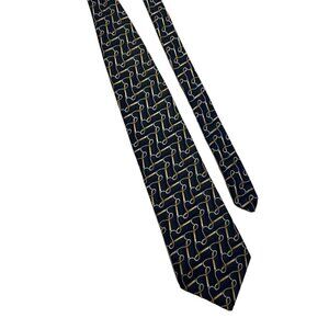 Piattelli Silk Necktie Tie 4 Inches Mens Classic Geometric Blue Gold Office USA